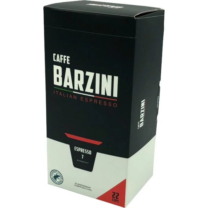Barzini Espresso Nespresso koffiecups van De Lekkerste Koffiebonen, 22 stuks, met rijke aroma en compacte capsules.